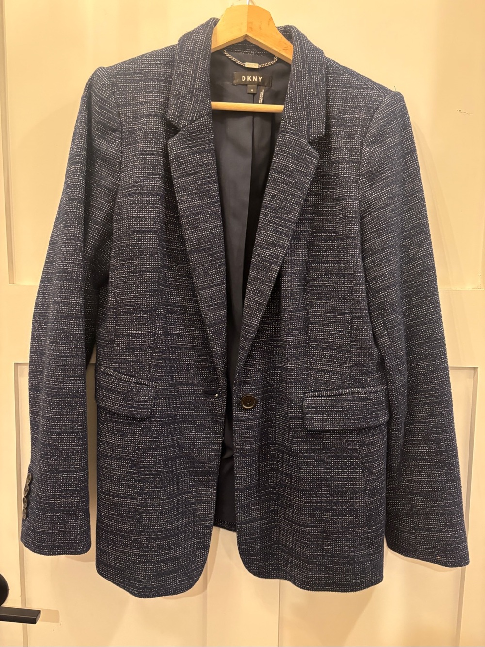 DKNY Men's Blue Textured Single-Button Blazer